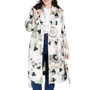 New INC International Abstract Satin Tie Dye Medallion Cardigan Coat Jacket 1X